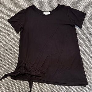 Black Short Sleeve Tie Front T-Shirt